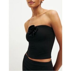 Reformation Adalynn Rose Black Cropped Tube Top Women’s Sz M